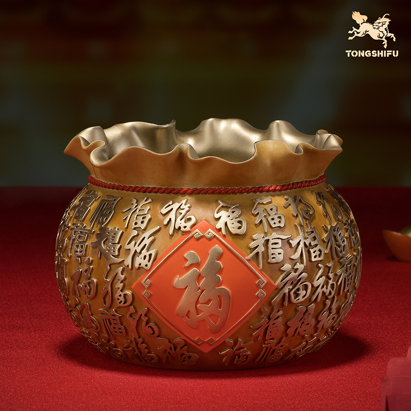 铜师傅《百福袋》客厅桌面铜摆件 家居装饰工艺品礼物