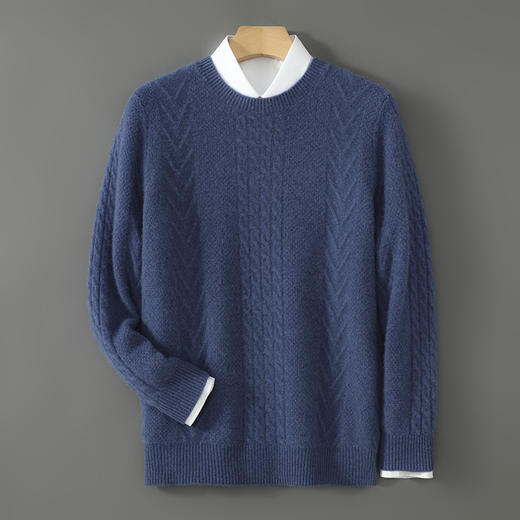 【清河羊毛羊绒专场】鹿展802 男士圆领羊毛衫 100%羊毛 商品图0