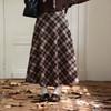 鹿向南「橡树之语」法式气质格纹咖色高腰半身裙女秋显瘦A字长裙 商品缩略图1