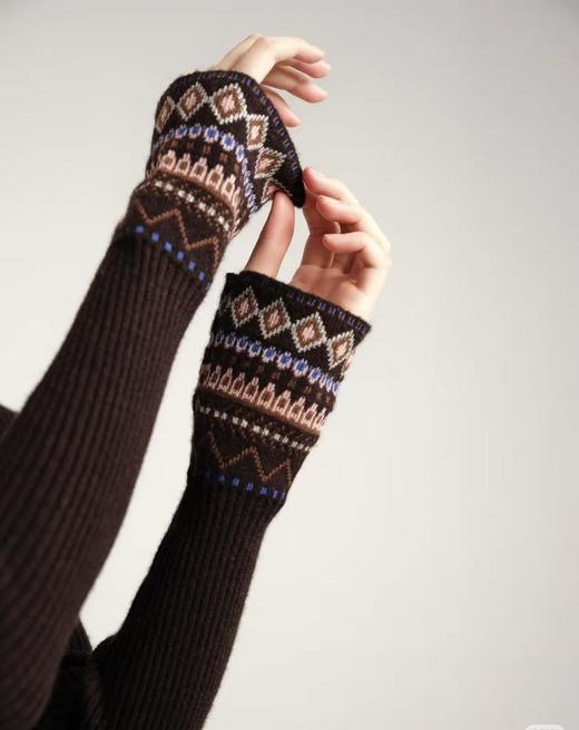 中古风双织提花针织羊毛混纺开衫 商品图8