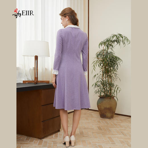 司歌弹力针织长袖连衣裙秋冬拼蕾丝显瘦A921102X 商品图3