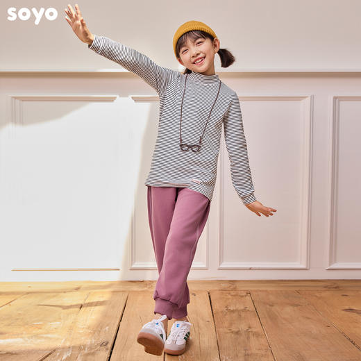 soyo舍予良仓亲肤保暖加绒logo印花经典收口卫裤 商品图3