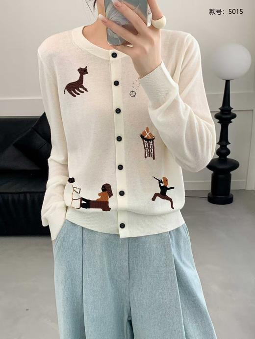 SZ3E10_皓色_针织衫_春秋_圆领单排扣长袖趣味刺绣宽松_高级女装_BERNIEELEN 伯妮斯茵 商品图0