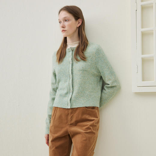 谜底针织开衫长袖2025冬季新品优雅绣花百搭短款毛衣女254MZ1876 商品图1