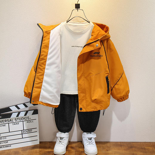 男童新款外套儿童风衣男孩秋款童装户外冲锋衣连帽上衣夹克 商品图2