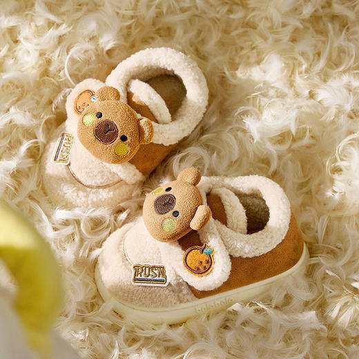 巴拉巴拉童鞋儿童拖鞋加绒保暖女童男童家居鞋包跟2025新款冬棉鞋 商品图3