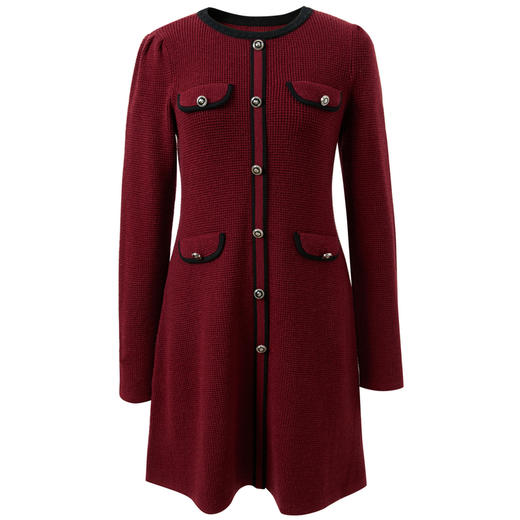 三彩2025冬季新款香风优雅复古针织裙连衣裙气质收腰修身短裙M 商品图4