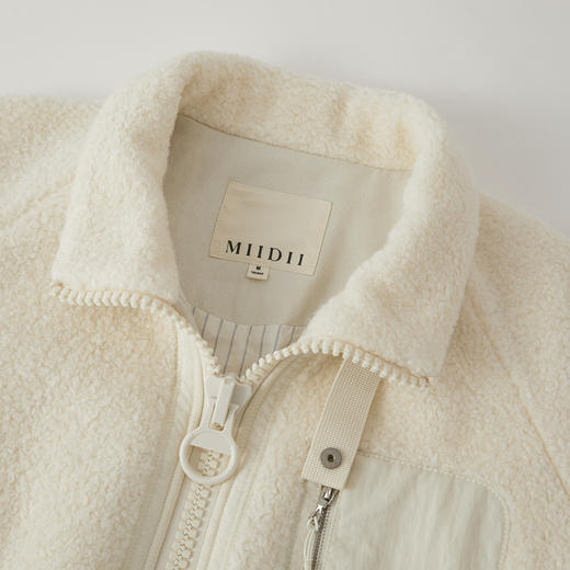 谜底立领大衣长袖2025冬季新品廓型下摆拼接毛毛外套女254MD1646 商品图3