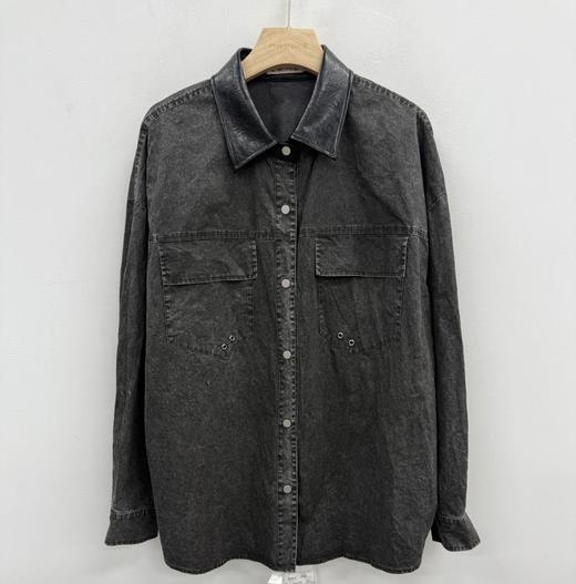 NC拼皮翻领长袖衬衫50805（灰）秋季253040230321 商品图1