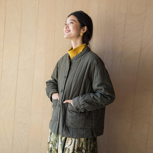 绽放677朵/国风棉服·苎麻棉新中式帅气感一手长棉衣新款冬季外套 商品图1