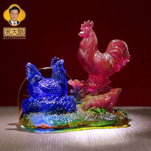 集雅轩宋韶光大师2026年新款牛 晨鸡报喜 琉璃摆件礼品 商品图1