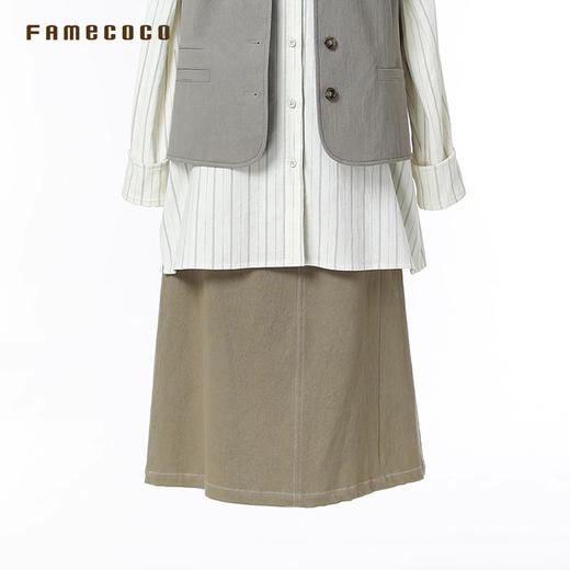 Famecoco范可儿商场同款棉质A字裙显瘦半身裙腰间刺绣FAB6HB001 商品图3