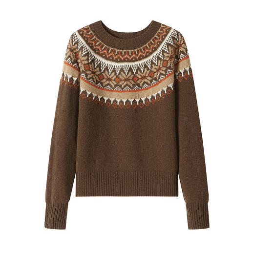 QF 20-1583提花纯羊毛衫宽松毛衣显瘦针织衫 商品图4