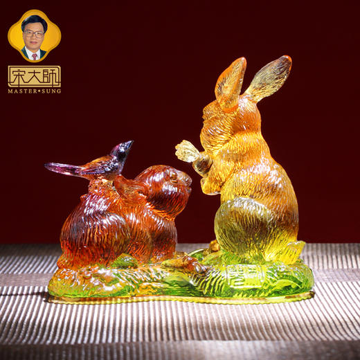 集雅轩宋韶光大师2026年新款兔 灵兔报喜 琉璃摆件礼品 商品图3
