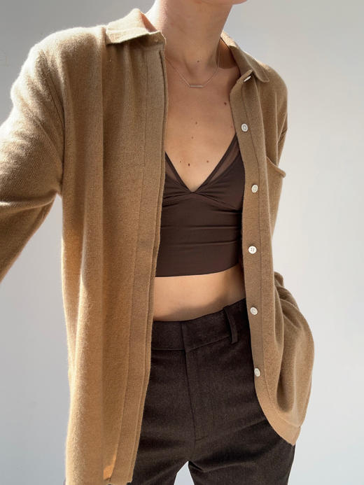 Puree｜#1968 Long Shirt 羊绒长衬衫 [  白 / 驼 / 灰  ] 商品图0