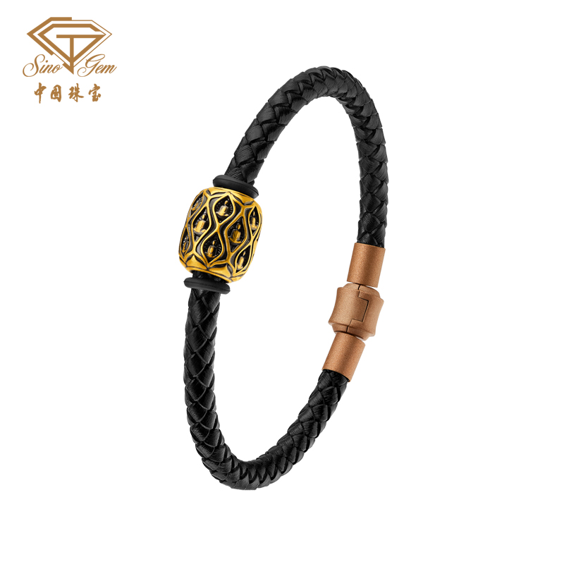 「大足金-大自在」5D硬金慧心黄金转运珠手串