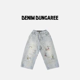 日本DD童装 DENIM DUNGAREE HICKORY 史努比复古做旧长裤