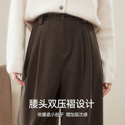 【仿毛呢-直筒裤】逸阳秋冬新品高腰垂感显瘦通勤休闲仿毛呢阔腿裤子1942 商品图3