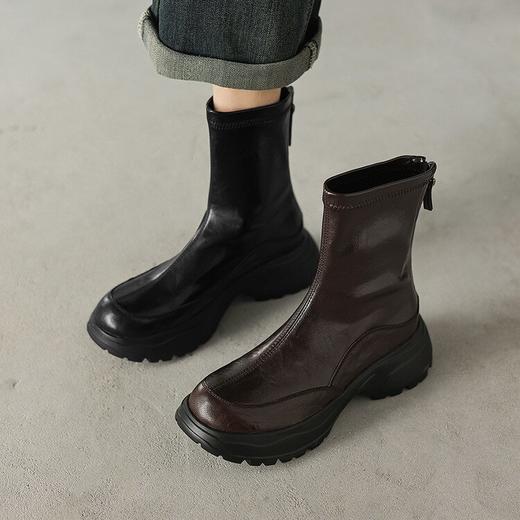 【预售5天】暴走不累舒适运动底瘦瘦靴洋气百搭厚底中跟圆头弹力短靴女DYJ&CX6012 商品图3