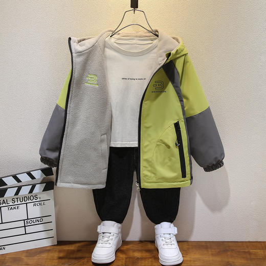 男童秋冬季外套加绒新款中大童上衣风衣双面穿儿童冲锋衣 商品图0