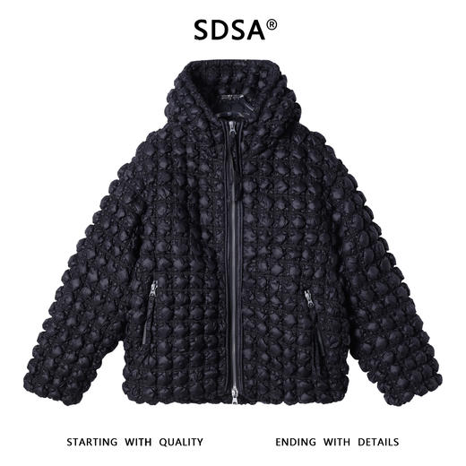 23835SDSA男士秋冬新款痞帅男装老钱风纯色格纹拉链连帽白鹅绒服外套 商品图1