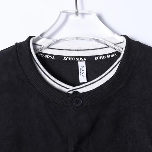 SDSA秋冬新款痞帅男装休闲简约拼接撞色纽扣开衫假两件针织衫毛衣 商品图2