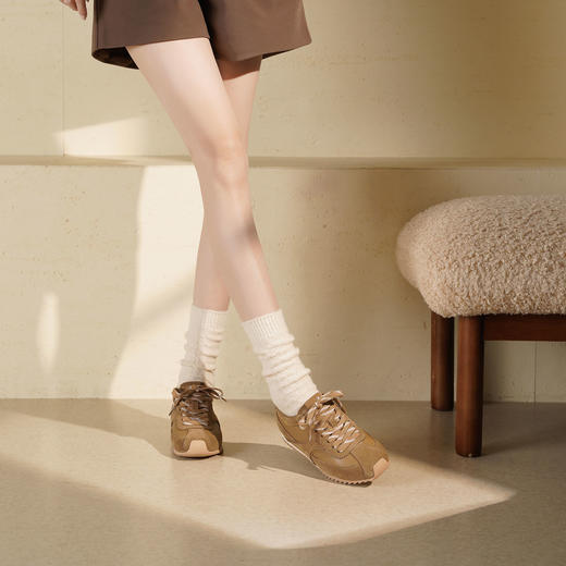 Westory2025年秋季薄底德训运动鞋轻便百搭系带深口单鞋S25CM76841 商品图3