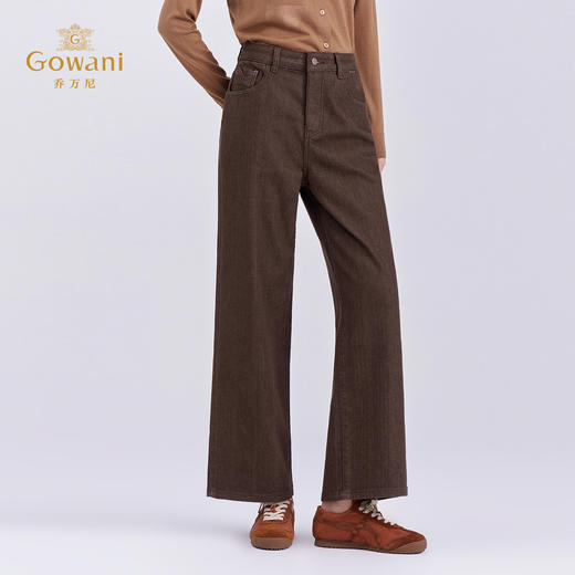 乔万尼2025新品可可棕复古摩登质感显瘦美拉德直筒裤EZ3F185 商品图3