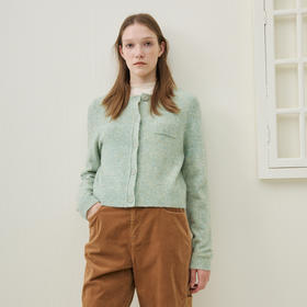 谜底针织开衫长袖2025冬季新品优雅绣花百搭短款毛衣女254MZ1876