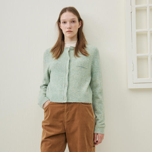 谜底针织开衫长袖2025冬季新品优雅绣花百搭短款毛衣女254MZ1876 商品图0