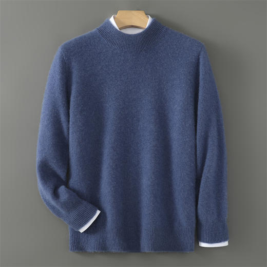 【清河羊毛羊绒专场】鹿展826 男士平面半高领羊毛衫100%羊毛 商品图1