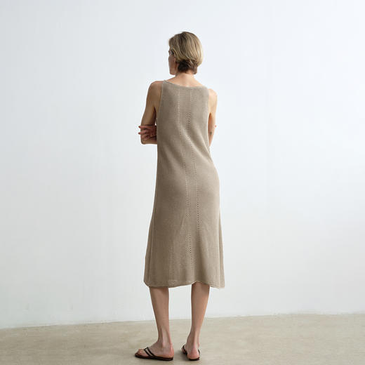 ROMI STUDIO 亚麻和纸纱混纺镂空无袖宽松长款连衣裙 RWCRLG2782 商品图4