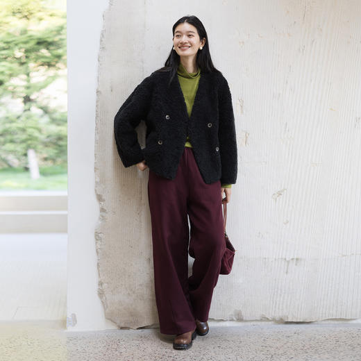 特绽放692朵/暖羊羊·气质宽松v领羊羔毛短外套秋冬新款百搭外套 商品图2