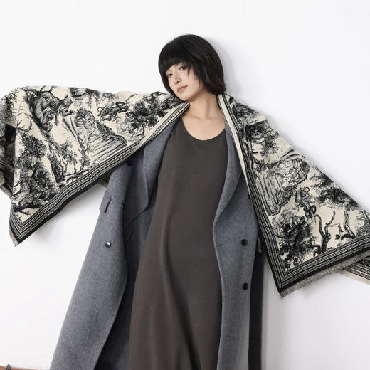 热卖！2025新款！C&C 明星款轻奢感羊毛/羊羔绒围巾 超大尺寸 两面可戴 保暖舒适 礼盒包装 多款可选 商品图12