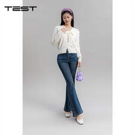 冬上新温柔减龄蝴蝶结装饰V领高级感毛衣1254049