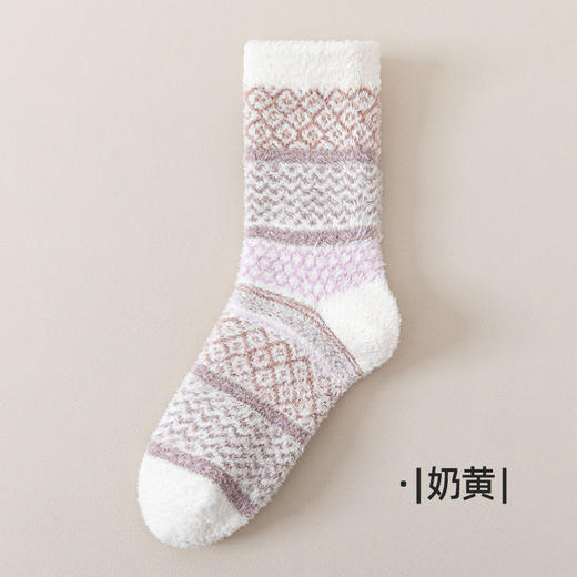 【绒绒的暖暖的！秋冬珊瑚绒袜子】 地板袜男女半边绒睡眠袜 冬季柔软加厚保暖中筒袜 商品图5