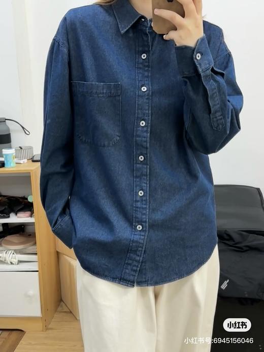 秋冬款蓝色长袖气质百搭叠穿衬衣外套 商品图9