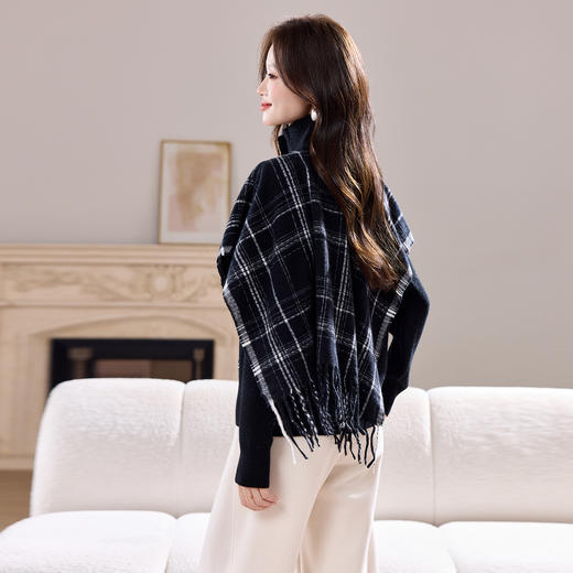 SC54-6977-188 2025秋冬新款设计感拼接假两件针织开衫格子流苏短外套女春秋毛衣 商品图2