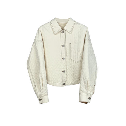 谜底牛仔短款棉服长袖2025年冬季新品翻领落肩短棉衣女254MF1614 商品图4