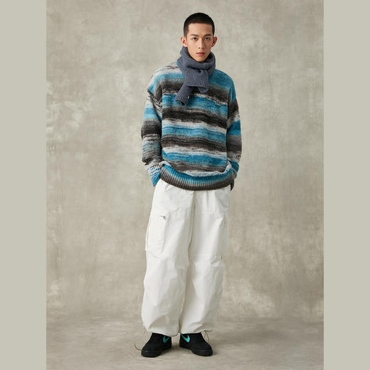 NPC潮牌圆领针织保暖上衣秋季撞色长袖百搭情侣套头毛衣NP38SW04 商品图1