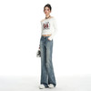 罗蒙春秋款女士浅蓝色牛仔裤微喇修身显瘦百搭小个子喇叭裤拖地长裤 商品缩略图2