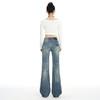 罗蒙春秋款女士浅蓝色牛仔裤微喇修身显瘦百搭小个子喇叭裤拖地长裤 商品缩略图7