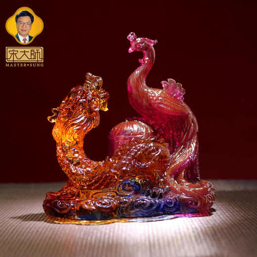 集雅轩宋韶光大师2026年新款鸡 龙凤和鸣 琉璃摆件礼品 商品图1