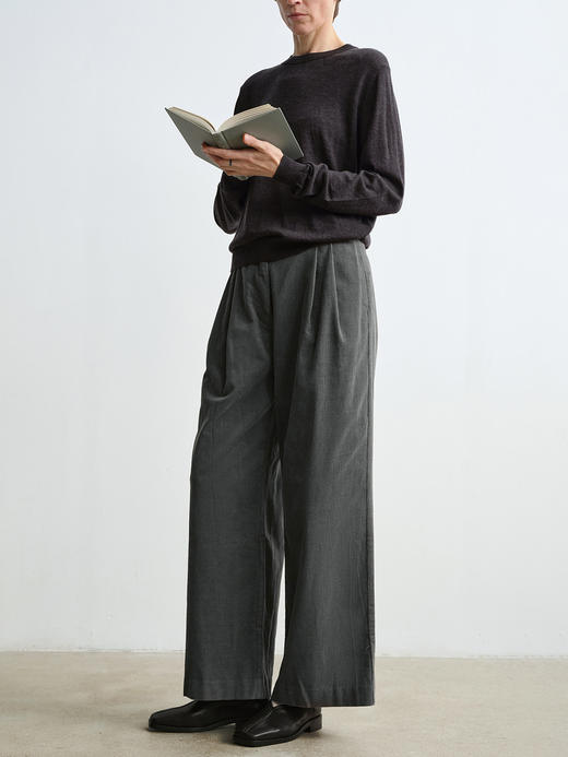 ROMI STUDIO“环保系列”100%棉高腰可调节阔腿灯芯绒长裤23AWK1180 商品图4