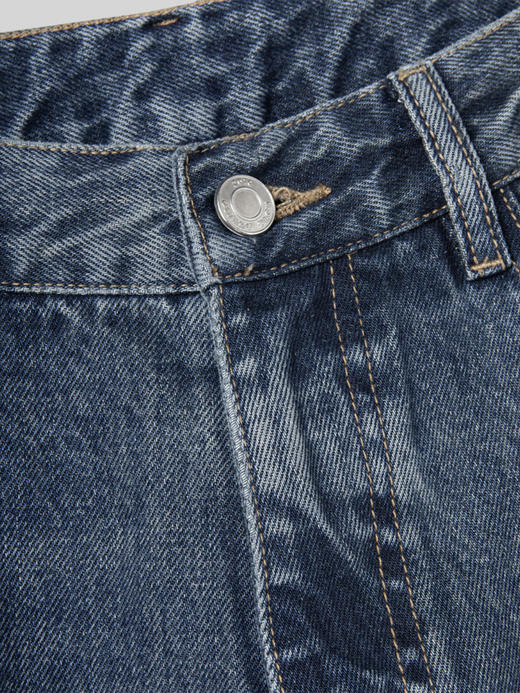 ROMI STUDIO复古拼接 宽松高腰阔腿显瘦深蓝色休闲牛仔裤 N3547 商品图6