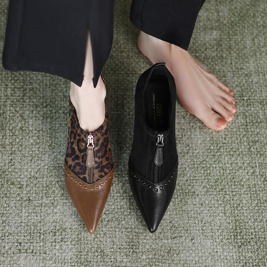 【预售5天】法式复古豹纹深口高跟鞋细跟气质尖头单鞋女秋季裸靴通勤女鞋HP&A2620-1 商品图0