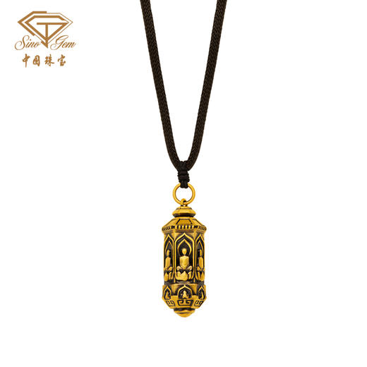 「大足金-大自在」5D硬金莲心无相黄金吊坠 足金挂坠 商品图3