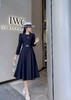 伯妮斯茵 | 复古优雅 藏青色A 字摆礼服裙 立体剪裁 侧襟纽扣装饰 气质通勤款  SZ3S58-帝释青连衣裙 商品缩略图1