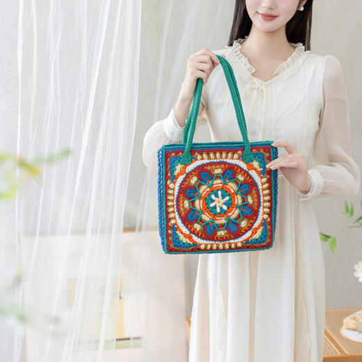 苏苏姐家七彩琳琅拼花包手工DIY钩针编织4股棉毛线团自制材料包 商品图3