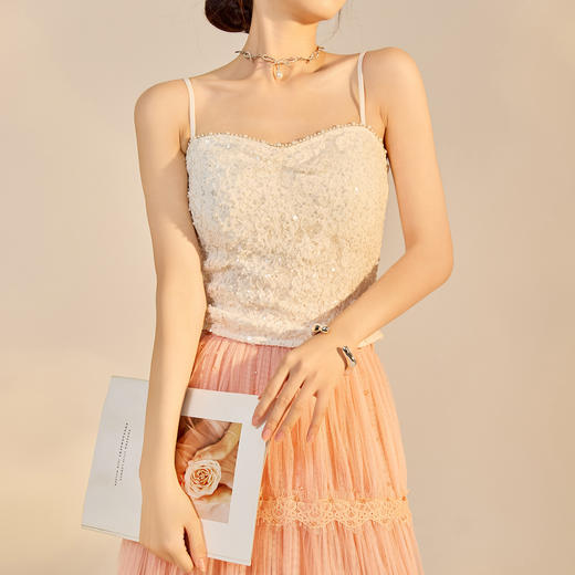 SS N9010新中式背心复古高端蕾丝钉珠设计吊带 商品图2